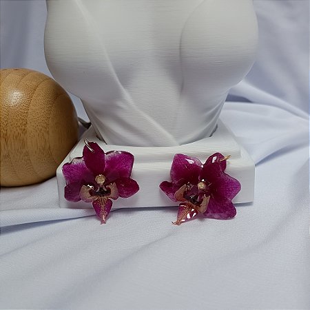 Pingente Vivian - Orquídea Natural Preservada em Resina
