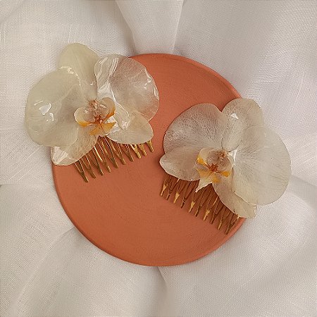 Arranjo Orquídea Branca Grande - Flor Natural Preservada em Resina