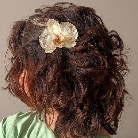 Presilha Branca Grande - Flor Natural Preservada em Resina