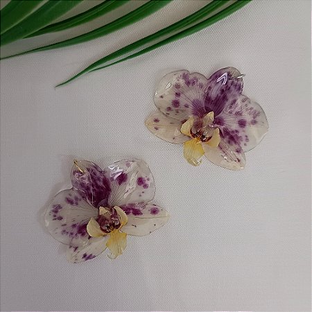 Pingente Alana - Orquídea Natural Preservada em Resina