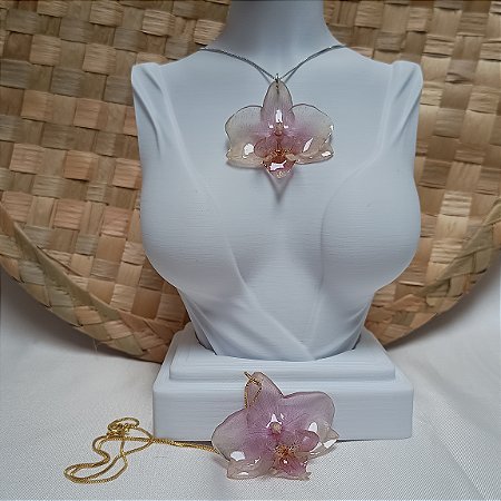 Colar Serena - Orquídea Natural Preservada em Resina