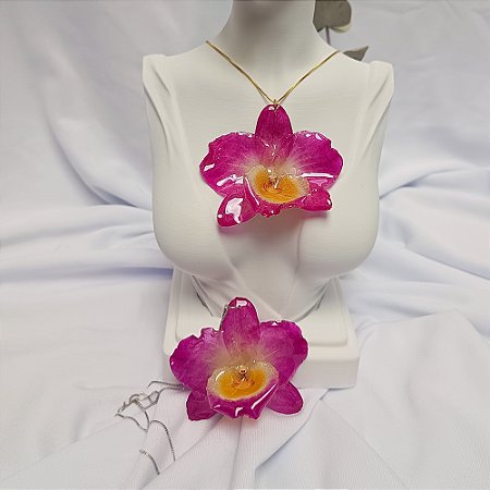 Colar Nalu - Orquídea Natural Preservada em Resina