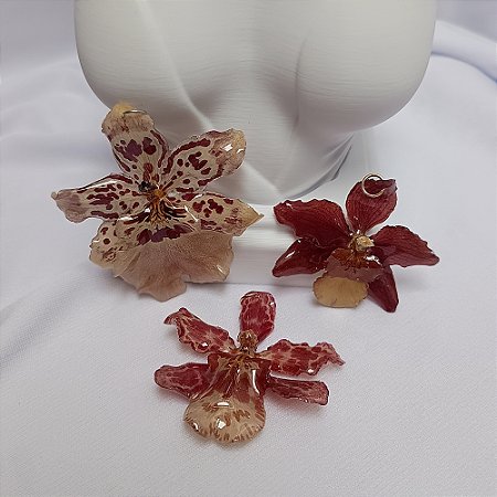 Pingente Bella - Orquídea Natural Preservada em Resina