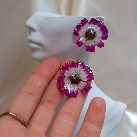 Brinco Pino - Cinerária Natural Preservada em Resina