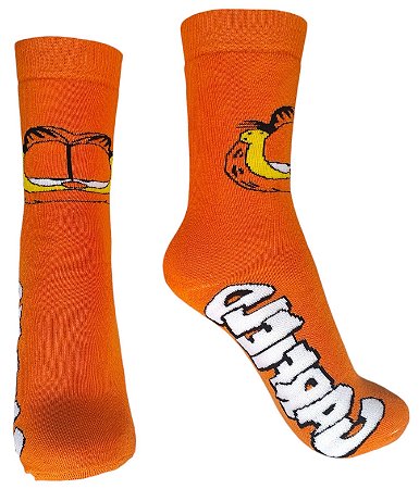 MEIA DIVERTIDA - ROSTO GARFIELD E ESCRITA