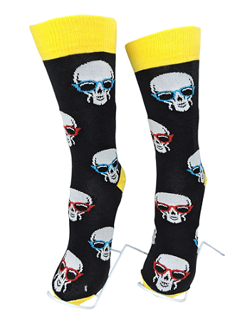 MEIA PRETA E AMARELA - CAVEIRA DE ÓCULOS