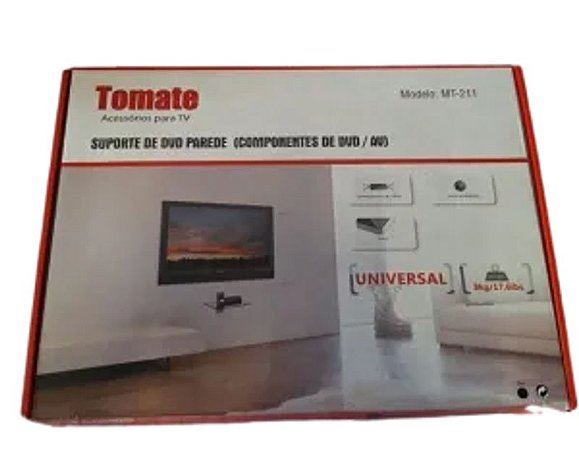 SUPORTE DE PAREDE PARA DVD COM VIDRO TEMPERADO 5MM TOMATE MT-211