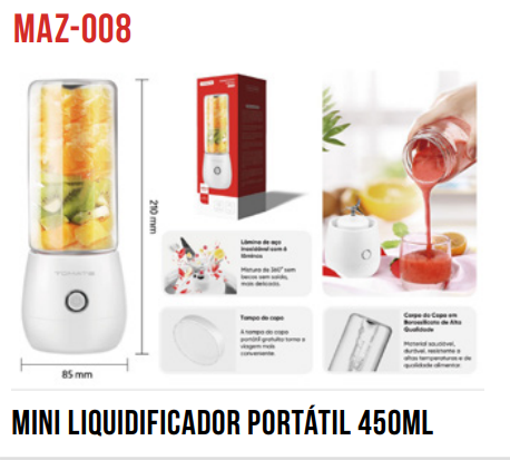 MINI LIQUIDIFICADOR PORTATIL 400ML TOMATE MAZ-008