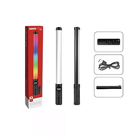 BASTAO DE LED RGB COM CONTROLE 50CM TOMATE MLG-087