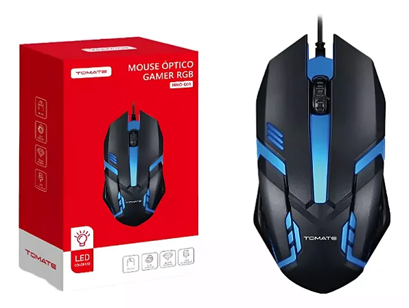 MOUSE OPTICO GAMER 1200DPI RGB COM FIO TOMATE MMO-G03
