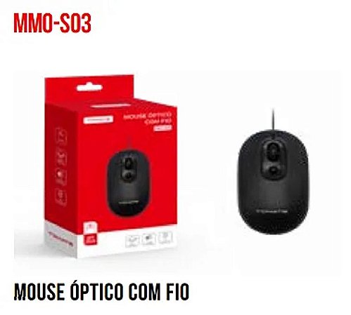MOUSE OPTICO COM FIO 2000 DPI 1,5M TOMATE MMO-S03