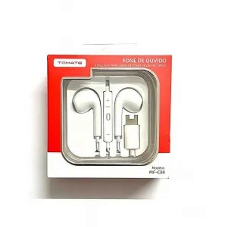 FONE DE OUVIDO COM ENTRADA TYPE-C 1.2M TOMATE MF-C04