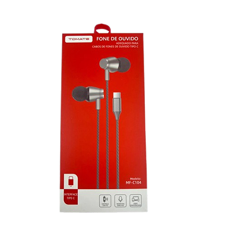 FONE DE OUVIDO COM ENTRADA TYPE-C 1.2M TOMATE MF-C104