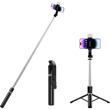 BASTAO DE SELFIE BLUETOOTH COM LUZ DE PREENCHIMENTO TOMATE MZP-302