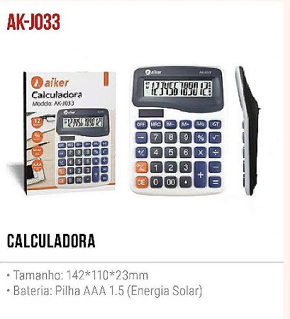 CALCULADORA ELETRONICA 12 DIGITOS AIKER AK-J033