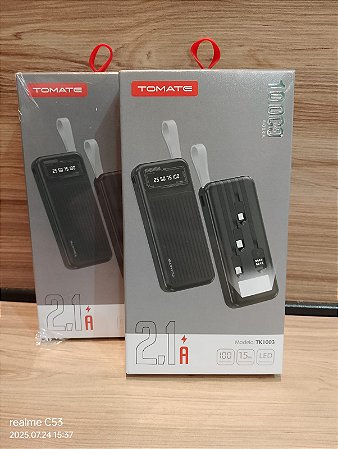 CARREGADOR PORTATIL POWER BANK 10.000MAH 2.1A TOMATE TK-1003