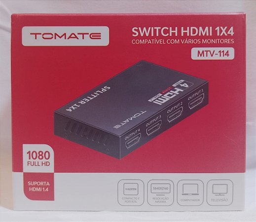 SPLITTER HDMI FULL HD DIVISOR 1X4 TOMATE MTV-114