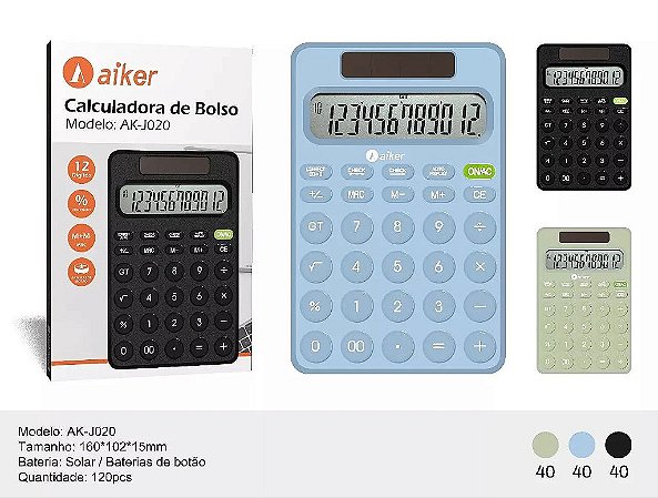 CALCULADORA ELETRONICA 12 DIGITOS AIKER AK-J020