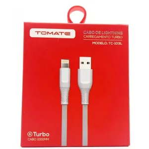 CABO DE DADOS USB PARA IPHONE TURBO 1M 5V 2.1A TOMATE TC-103L