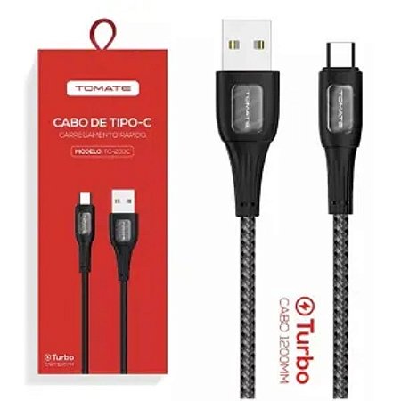 CABO DE DADOS USB TYPE-C TURBO 1.2M 5V 2.4A TOMATE TC-203C