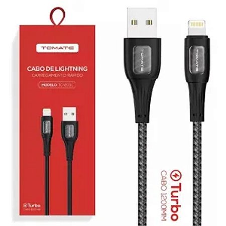 CABO DE DADOS USB PARA IPHONE TURBO 1.2M 5V 2.4A TOMATE TC-203L