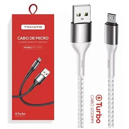 CABO DE DADOS USB PARA V8 TURBO 1.2M 5V 2.4A TOMATE TC-204M