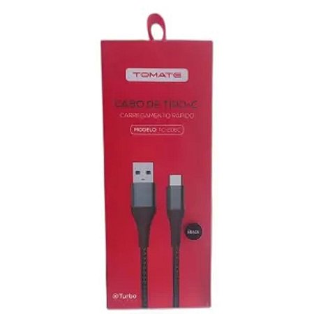 CABO DE DADOS TURBO USB PARA TYPE-C 1.2M 5V 2.4A TOMATE TC-206C