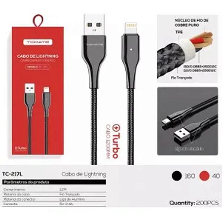 ライトニング Cabo USB para iPhone Turbo 1.2m 5V 2.4A - Eficiência e