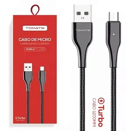 CABO DE DADOS USB PARA V8 TURBO 1.2M 5V 2.4A TOMATE TC-217M