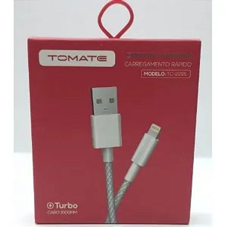 CABO DE DADOS USB PARA IPHONE TURBO 1M 5V 2.4A TOMATE TC-222L