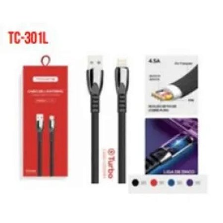 CABO DE DADOS USB PARA IPHONE TURBO 1.2M 4.5A TOMATE TC-301L