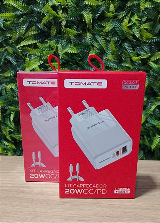 CARREGADOR TYPE-C PARA TYPE-C COM 1 PORTA USB 20W TOMATE TT-2001CC