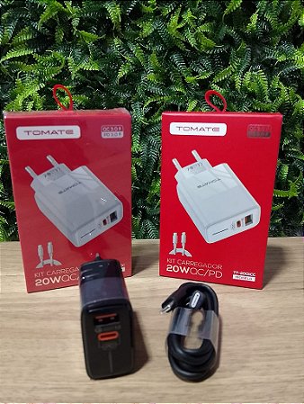 CARREGADOR TYPE-C PARA TYPE-C COM 1 PORTA USB 20W TOMATE TT-2001CC