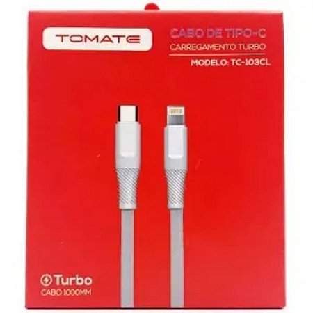 CABO DE DADOS TURBO TYPE-C PARA IPHONE 1M TOMATE TC-103CL