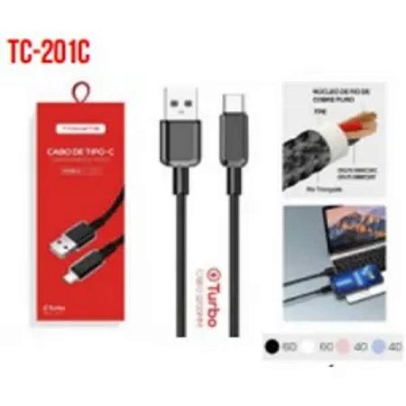 CADO DE DADOS TURBO USB PARA TYPE-C 1.2M 5V 2.4A TOMATE TC-201C