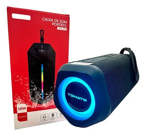CAIXA DE SOM BLUETOOTH RGB RESISTENTE A AGUA 16W TOMATE MTS-6002