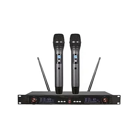 KIT MICROFONE SEM FIO COM RECEPTOR TOMATE MT-2212