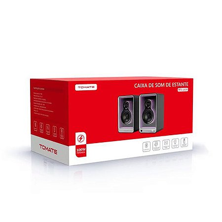 CAIXA DE SOM DE ESTANTE BLUETOOTH COM LED 100W TOMATE MTS-2039