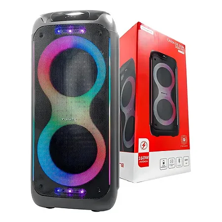 CAIXA DE SOM BLUETOOTH RGB 160W TOMATE MTS-1006