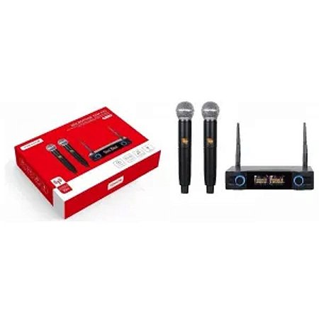 MICROFONE PROFISSIONAL SEM FIO COM RECEPTOR COM 2UN TOMATE MT-2303