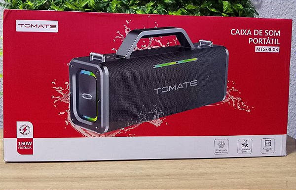 CAIXA DE SOM BLUETOOTH COM MICROFONE 150W TOMATE MTS-8003