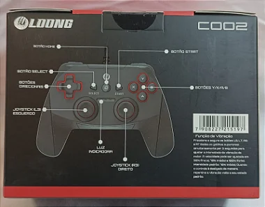 CONTROLE PARA PC PS3 ANDROID E NINTENDO SWITCH COM FIO  TOMATE LOONG C002