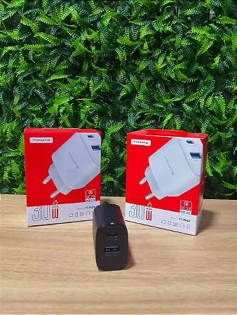 CARREGADOR TURBO 1 TYPE-C 1 USB 30W TOMATE TT-3022