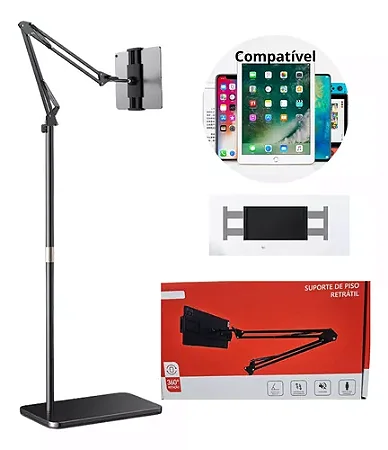 SUPORTE DE PISO RETRÁTIL PARA TABLET 360 GRAUS TOMATE MTG-409