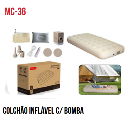 COLCHAO INFLAVEL C/ TECIDO SUEDE E BOMBA DE AR INCLUSA 186X96X25CM TOMATE MC-36