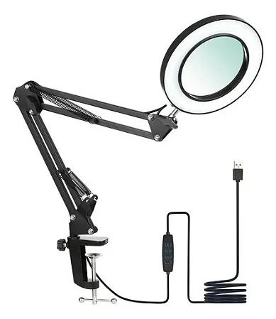 LUMINARIA DE LED RING LIGHT 6" COM LUPA TOMATE MLG-116