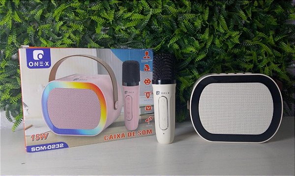 CAIXA DE SOM COM MICROFONE KARAOKE BLUETOOTH 15W ONEX SOM-0232