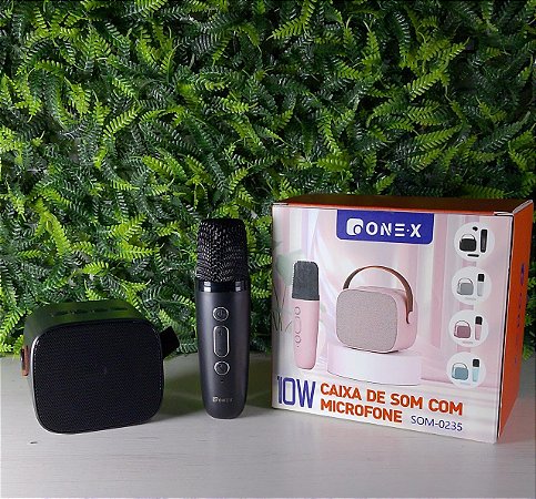 CAIXA DE SOM COM MICROFONE KARAOKE BLUETOOTH 10W ONEX SOM-0235
