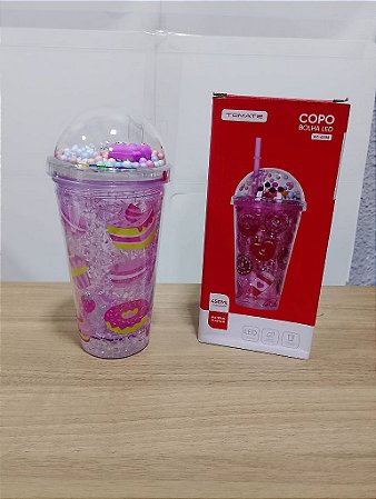 COPO DE PLASTICO COM LED 450ML TOMATE AK-4508