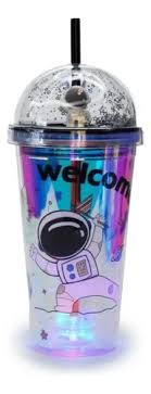 COPO DE PLASTICO ASTRONAUTA COM LED 450ML TOMATE AK-4511